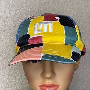 Loudmouth Abstract Colorblock Golf Cap Hat Yellow Black Blue Green Peach Red